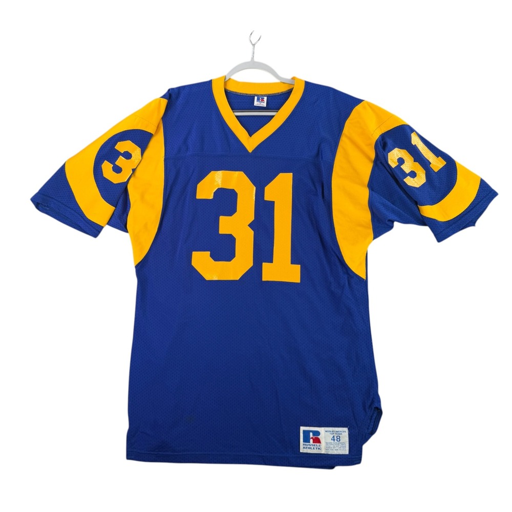 LA Rams Vintage Russell Athletic Jersey Mens 48 XL Blue Yellow Mesh Made in USA